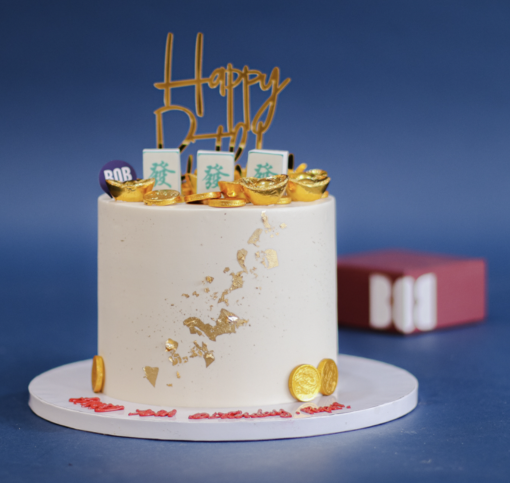 Longevity Mahjong Tiles and Gold Coins Cake